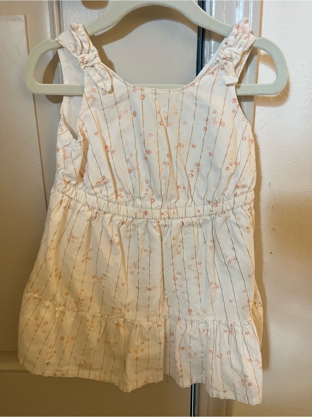 Carter's Cream Dress with Light Pink Floral Stripes